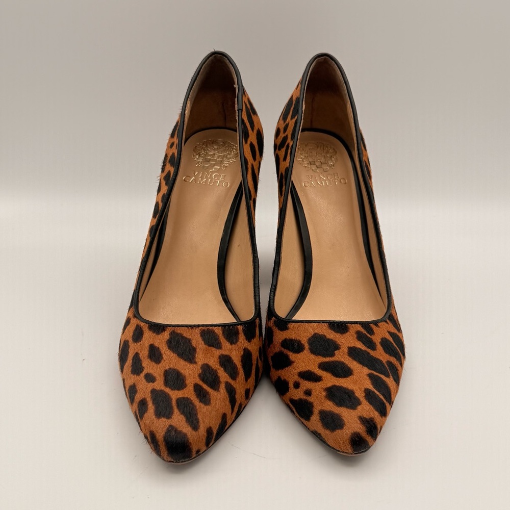 Vince Camuto Calf Hair Leopard Print Block Heel Pumps Size 11M - Picture 3 of 15